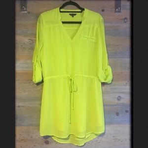 NAKED ZEBRA Neon Yellow Shirt Dress